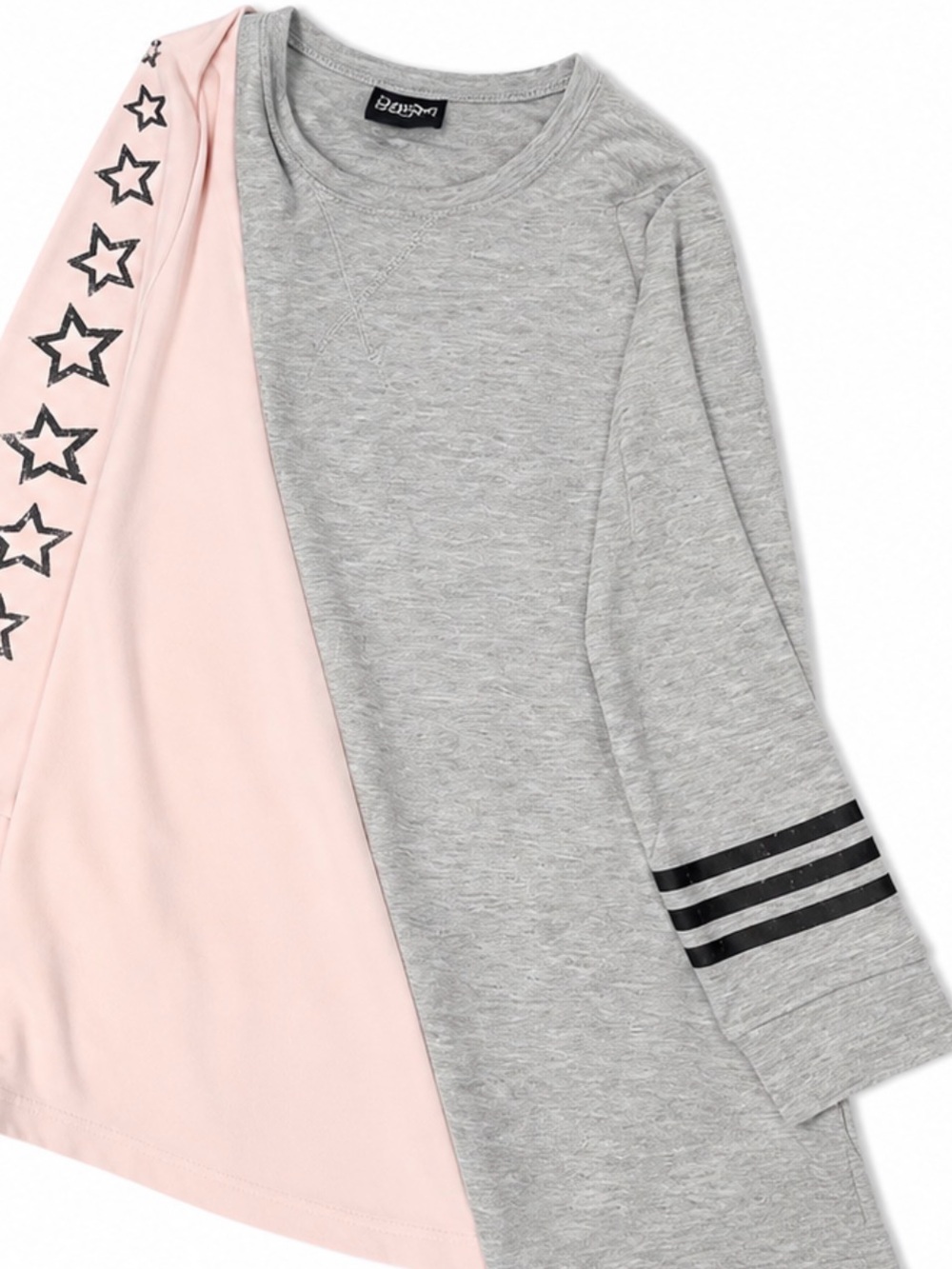 Kids Pink and Gray Star-Trim dress